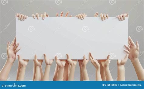 Human Hands Holding Blank White Placard Demonstration Banner For