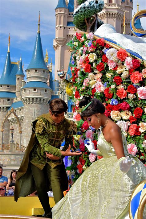 Princess Tiana And Prince Naveen On Parade Float At Magic Kingdom In