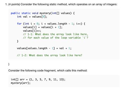 Solved 4 Points Consider The Following Static Method