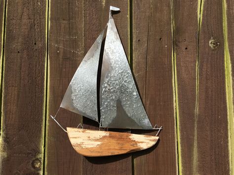 Tin And Wooden Sail Boat Wall Art