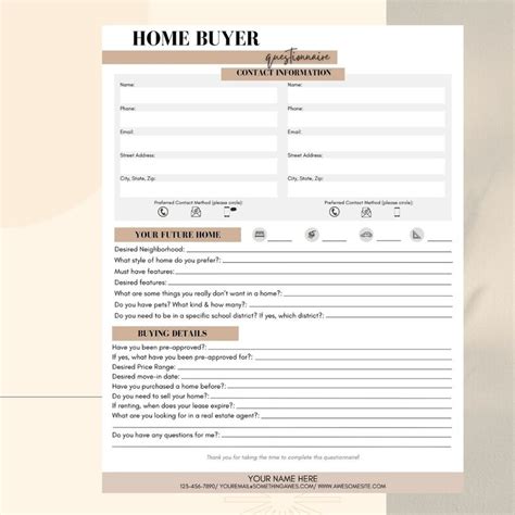 Buyer Questionnaire Real Estate Flyer Real Estate Template Etsy