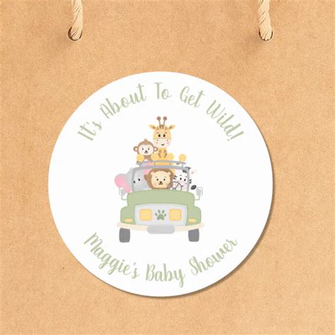 Safari Baby Shower Classic Round Sticker Zazzle