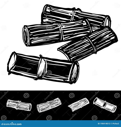 Bamboo Charcoal Vector Drawing With Line Path Stock Vector