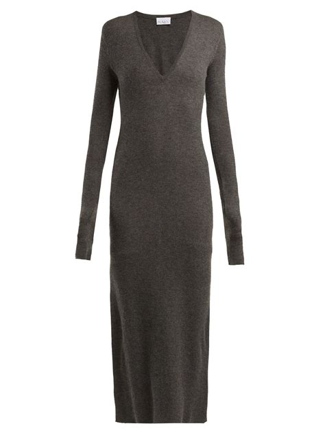 Deep V Fine Rib Cashmere Dress Raey Cashmere Dress Dresses Extra