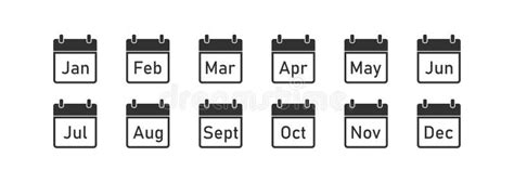 Icona Del Calendario Mensile Impostata Su Sfondo Bianco Vettore Piatto