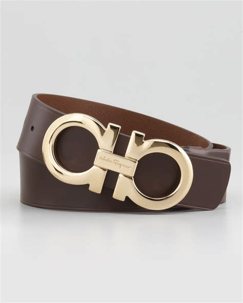 Ferragamo Large Gancini Buckle Belt In Brown For Men Lyst