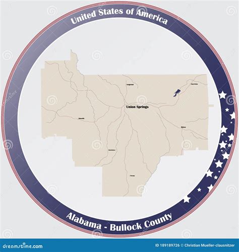 Map of Bullock County in Alabama Stock Vector - Illustration of states