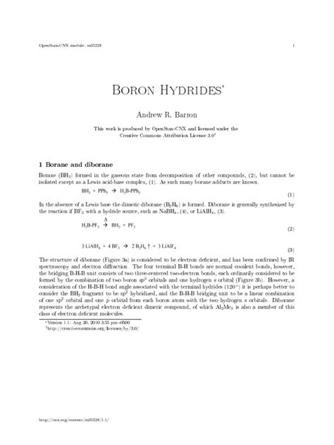 Boron Hydrides 1 | PDF | Hydride | Chemical Bond