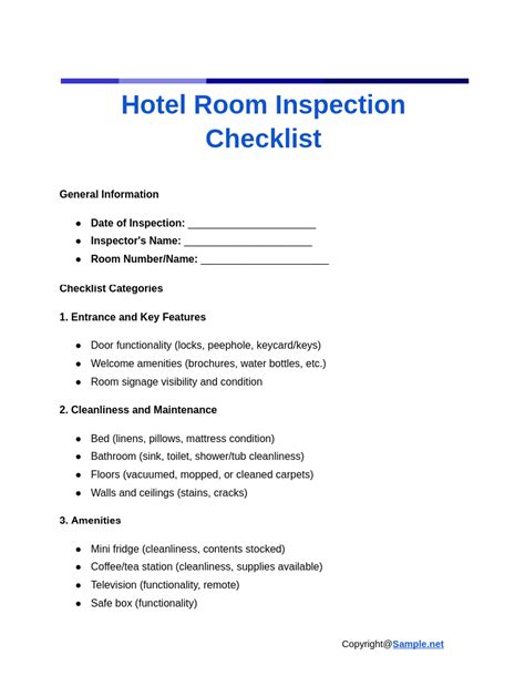 Free 20 Room Inspection Checklist Samples Pdf Word