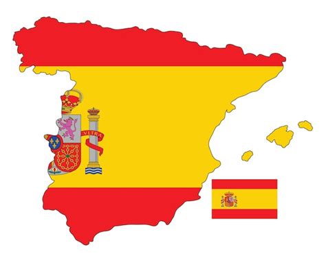 Mapa y bandera de españa Vector Premium