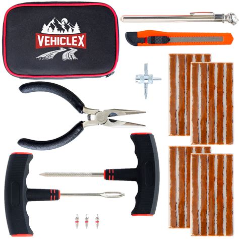 Vehiclex Compact Tire Repair Kit+, Main Robust Tools & Supplies for ...