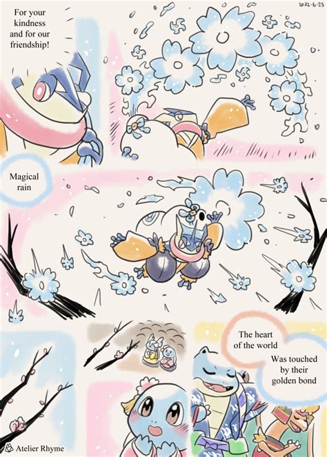 「pokémon Unite Pokébuki Page 29~31🐢🐲🐸 🌸日本語あらすじはリプ欄に Htt」rhyme🐺の漫画