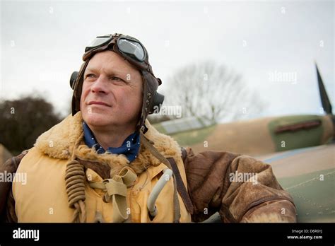 Portrait Of Ww Royal Air Force Fighter Pilot With His Hurricane