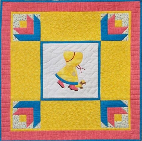 Embroidery And Applique Wall Hanging For Spring Sunbonnet Sue Bom April Quilt Pattern Pcg