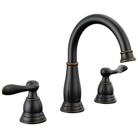 Delta Windemere Oil Rubbed Bronze 2 Handle Widespread Watersense High Arc Bathroom Sink Faucet