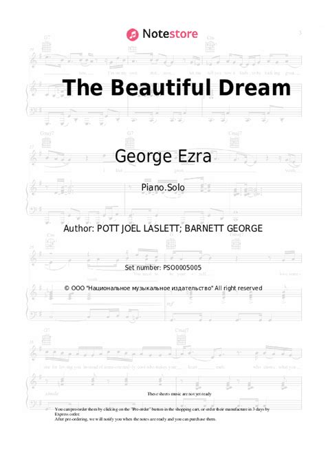 George Ezra The Beautiful Dream Piano Sheet Music In Note Store