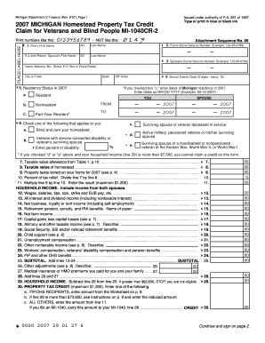 Fillable Online Michigan 2007 Mi 1040cr Form Pdf Fax Email Print