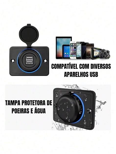 Tomada Usb Carregador Veicular 12v 24v Barco Van Caminhão SHEIN Brasil