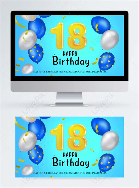 Banner happy birthday blue background template image_picture free ...