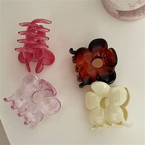 Acrylic Flower Hair Claw Clips Elegant Trendy Hair Claw For Etsy