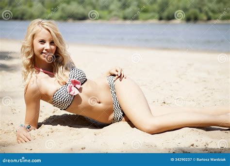 Beautiful Blonde Woman In Bikini Stock Image Image Of Lady People