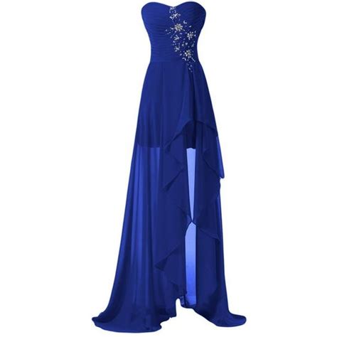 Sleeveless Royal Blue Cocktail Dress With Slit On Luulla