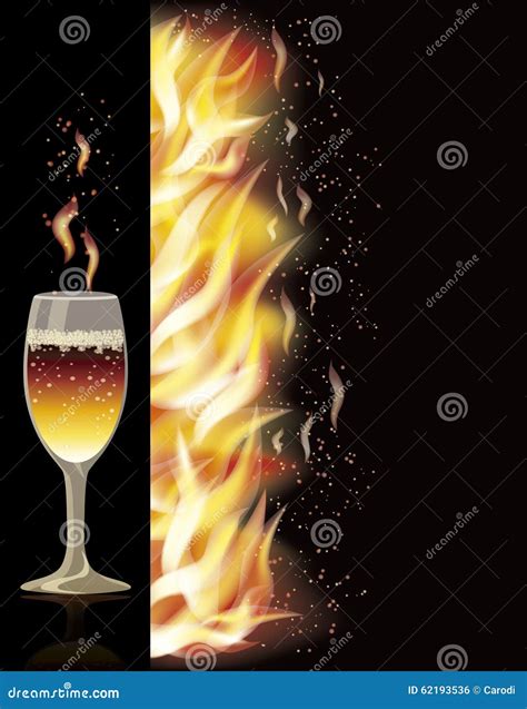 Fire Flame Banner with Wineglass, Vector Stock Vector - Illustration of