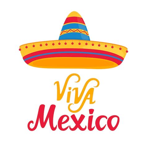 Viva M Xico Letras Dibujadas A Mano Con Sombrero Vector Premium