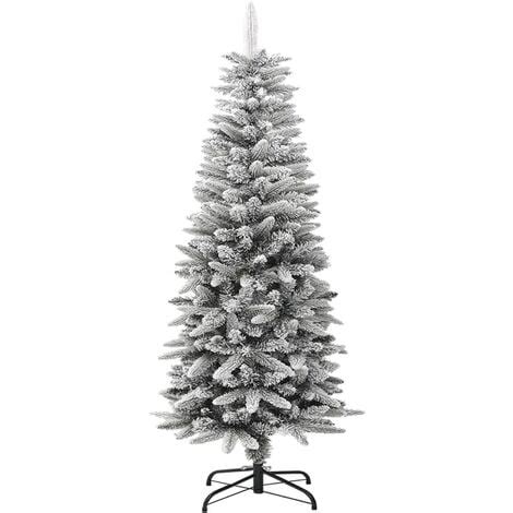 Artificial Slim Christmas Tree With Flocked Snow Cm Pvc Pe Vidaxl