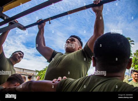 A U S Marine With Combat Assault Company 3rd Marine Regiment Does Pull Ups During The Unit’s