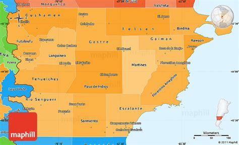 Political Shades Simple Map of Chubut