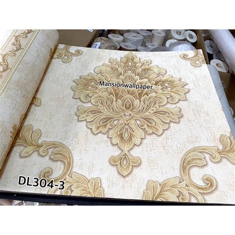 Jual Wallpaper Klasik Gold Cream Emas Emboss Mewah Shopee Indonesia