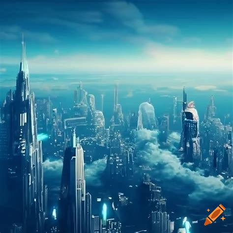 Futuristic City Floating In The Clouds With High Detail Art On Craiyon