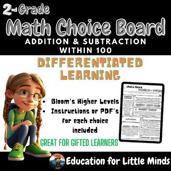 Nd Grade Math Choice Boards Add Subtract Within Print Go