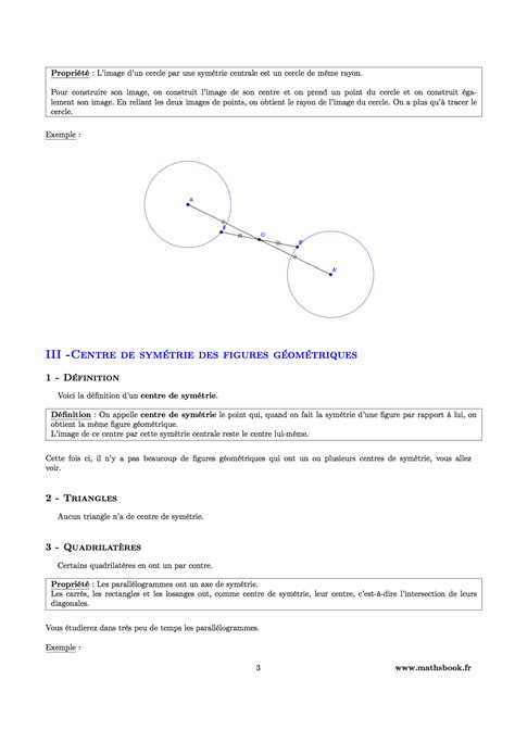 Symétrie centrale Cours PDF à imprimer Maths 5ème