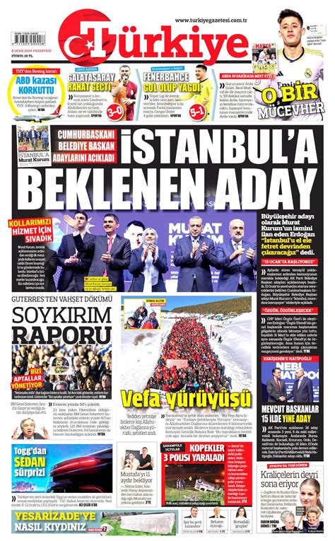 Türkiye Gazetesi Türkiye Manşet Oku Haberler 08 Ocak 2024