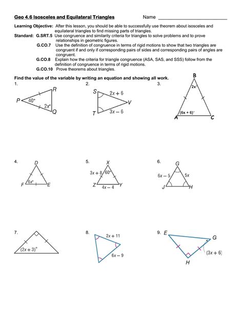 Isosceles And Equilateral Triangles Worksheets Dolfangry