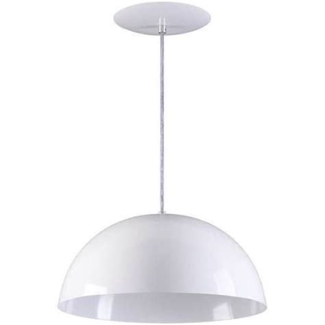 Pendente Meia Lua 40cm Luminária Alumínio E27 Branco Fosco Planet