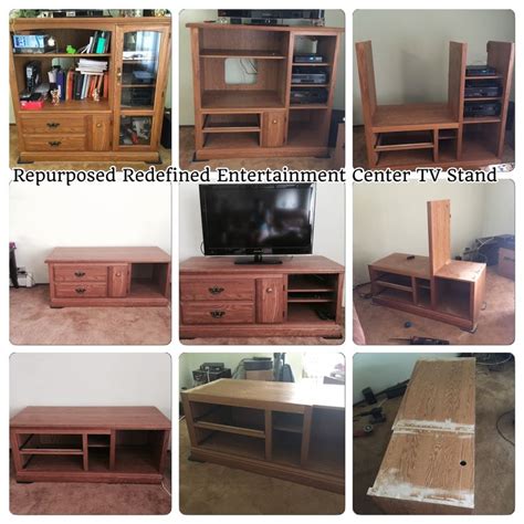 We Repurposed An Old Oak Entertainment Center In A More Modern TV Stand