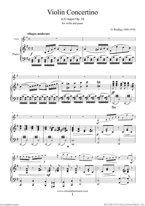 Rieding Concertino In G Major Op 24 Sheet Music For Violin And Piano