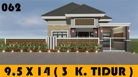 Cyz 062 Desain Rumah 95 Meter X 14 Meter 3 Kamar Tidur Youtube