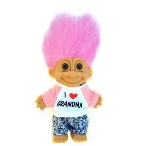 Russ Berrie Troll Pink Hair Floral Dress Doll Toy