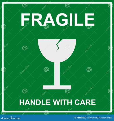 Sticker Fragile Handle With Care Green Fragile Warning Label Fragile