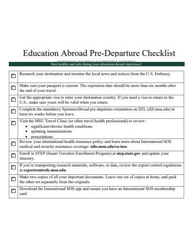 FREE 33 Departure Checklist Samples In PDF MS Word