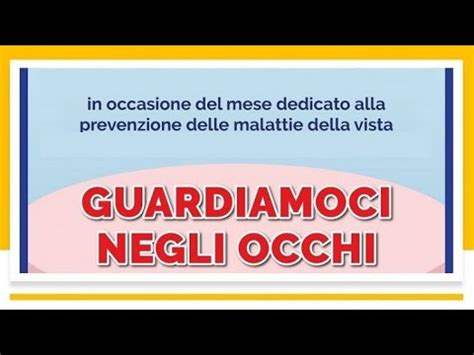 Guardiamoci Negli Occhi Insieme Per La Prevenzione YouTube