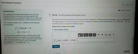 Solved The Impulse Function Or Review Constants Part A Chegg