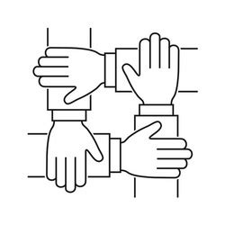 Four Hands Hold Each Other By Wrist Join Vector Image