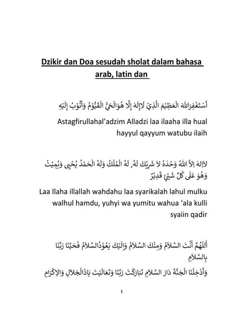 Dzikir Dan Doa Setelah Sholat Pdf