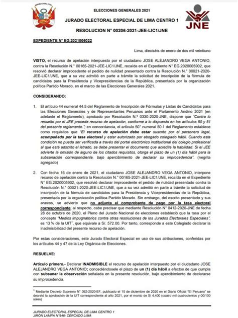 Elecciones 2021 Declaran inadmisible apelación de UPP contra