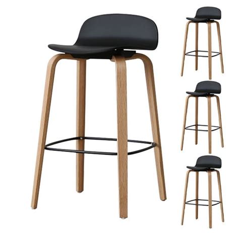 Lot De 4 Tabourets Hauts Chaises De Bar Scandinaves Colori Noir Avec